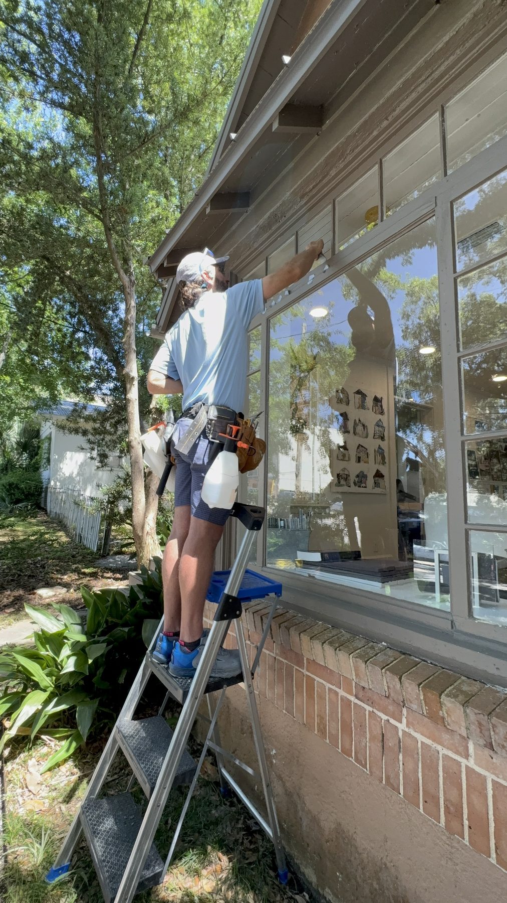Installing bird diversion markers in downtown Fairhope